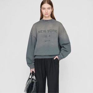 Anine Bing Gray Ombre "New York Is A Myth" Sweatshirt